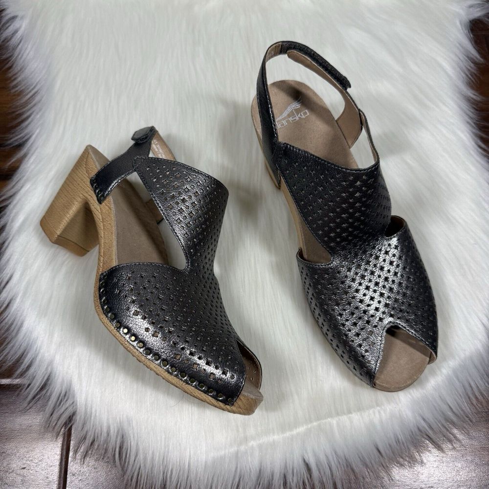 NEW Dansko Size 41 / US 10.5 - 11 Gunmetal Metallic‎ Teagan Heeled Sandal Shoe